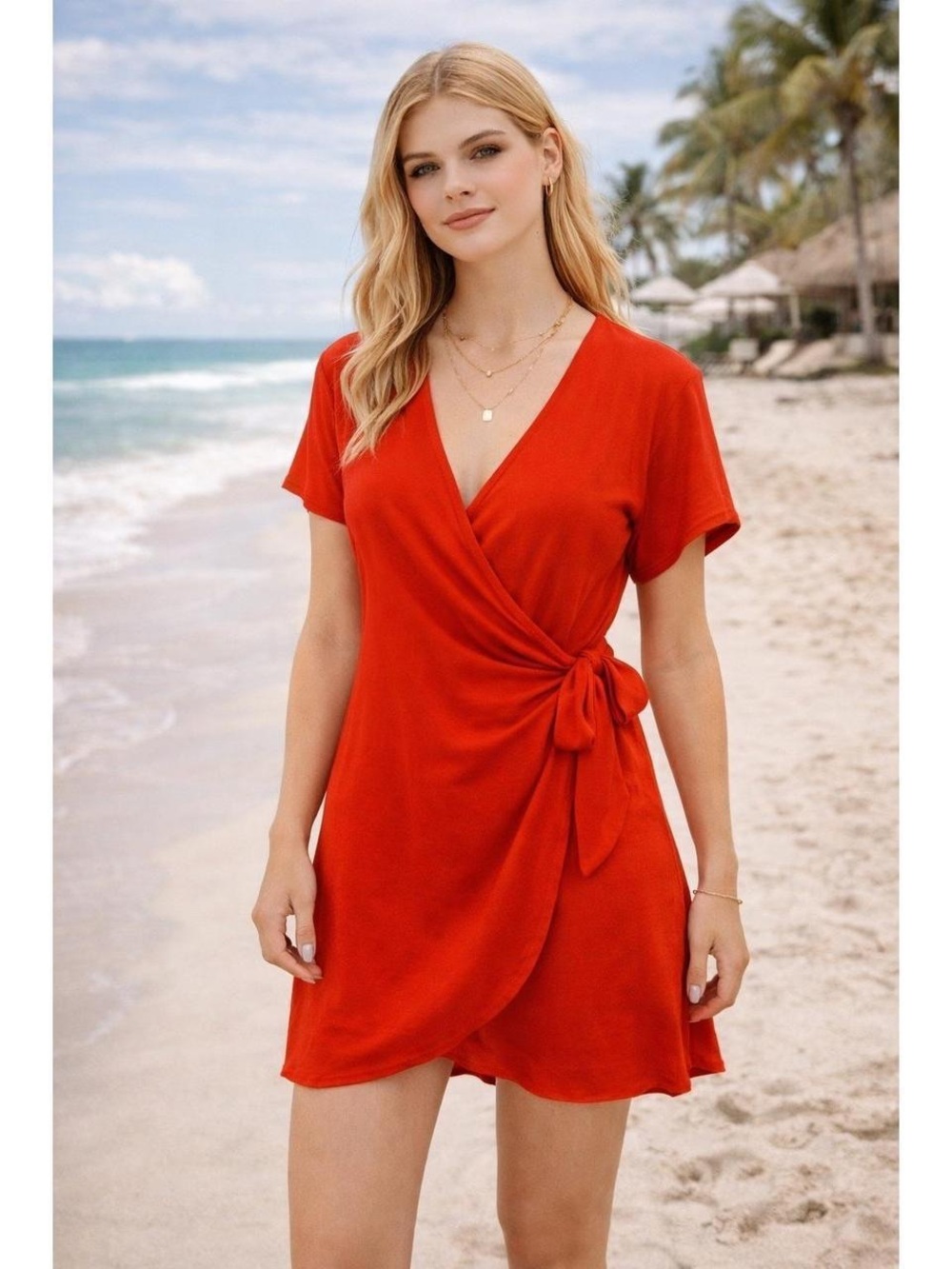 Anthropologie Amadi Red Miena Wrap Mini Dress S